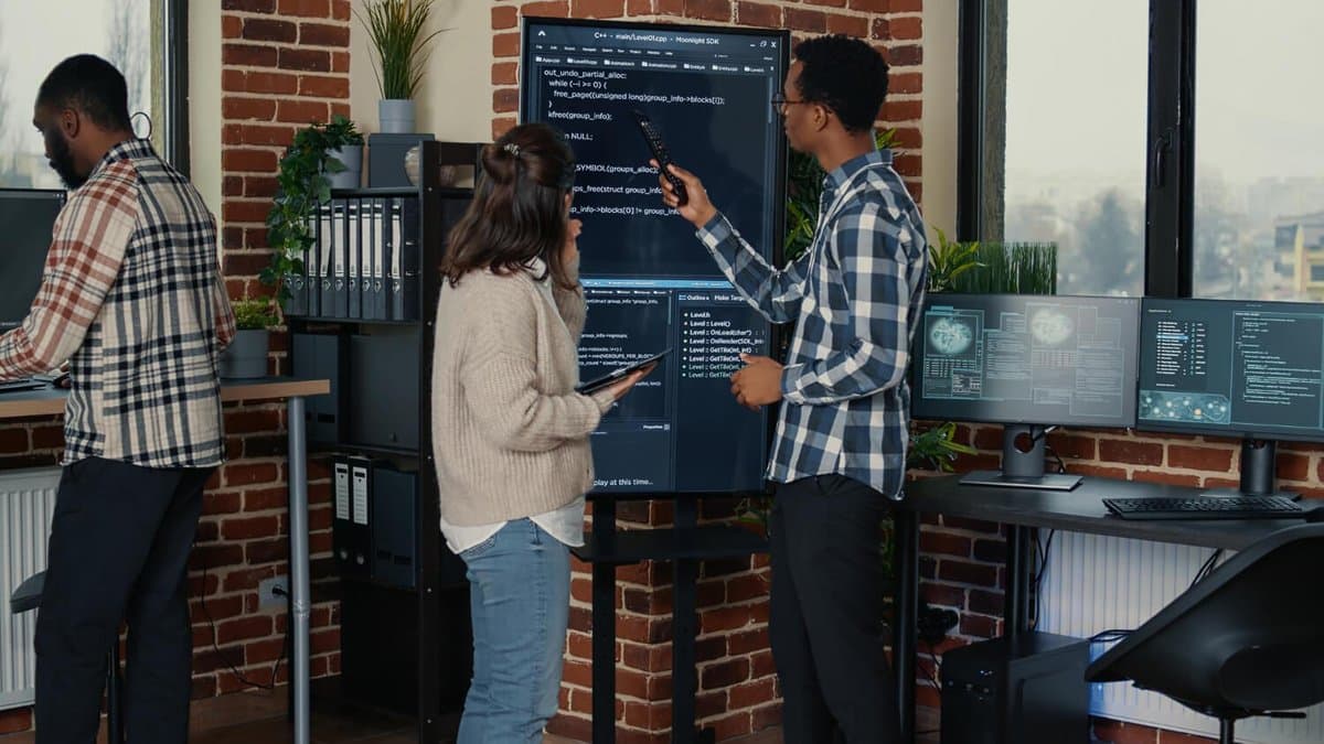 Our team reviewing a custom software build