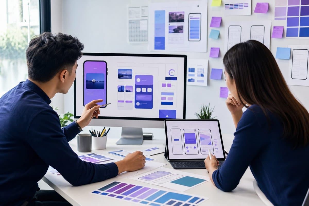 Our team reviewing UI/UX design work